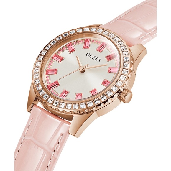 New GUESS SPARKLING PINK LIMITED EDITION 38MM PINK GENUINE LEATHER WATCH Guess W0032L9 - Sparkling Pink Watch • Watchard.com main image 4